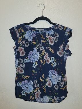 Daniel Rainn Floral Navy Women's Top  Size Small
